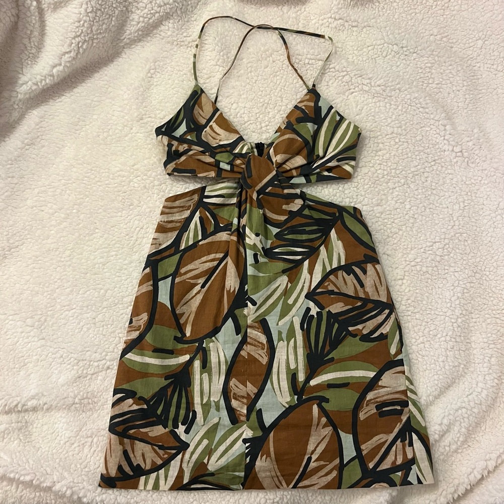 ZARA Printed Linen Blend Dress